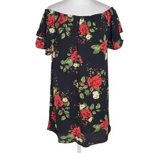 Purple Snow Floral Off the Shoulder Mini Dress NWT Sz Large Wedding Guest Dress